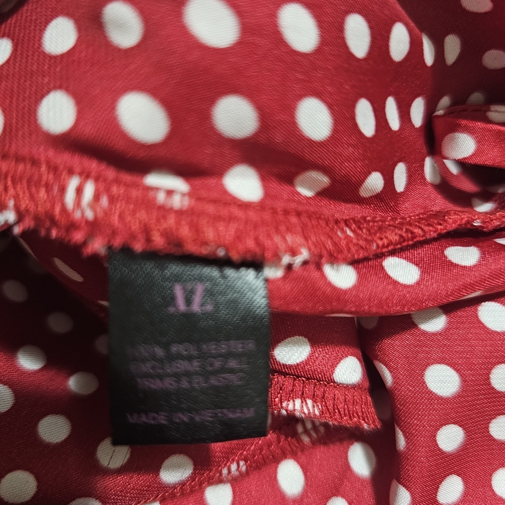 Frederick's of Hollywood Women's Polka Dot Satin and Lace Robe Red and White  XL - Picture 6 of 8